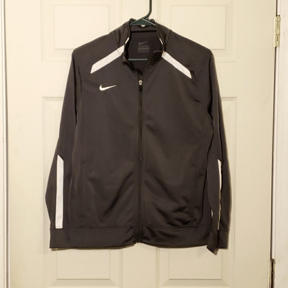 Nike Track Jacket Boys Youth XL Gray Full Zip Long Sleeve Mock Neck Swoosh Logo